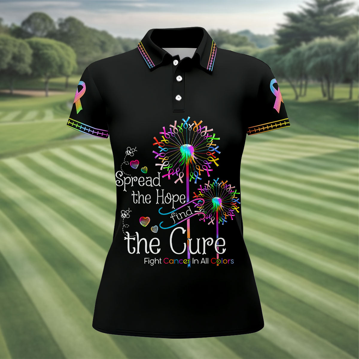 Spread The Hope Find The Cure Breast Cancer Awareness Golf Polo Shirt, Golf Shirts For Women