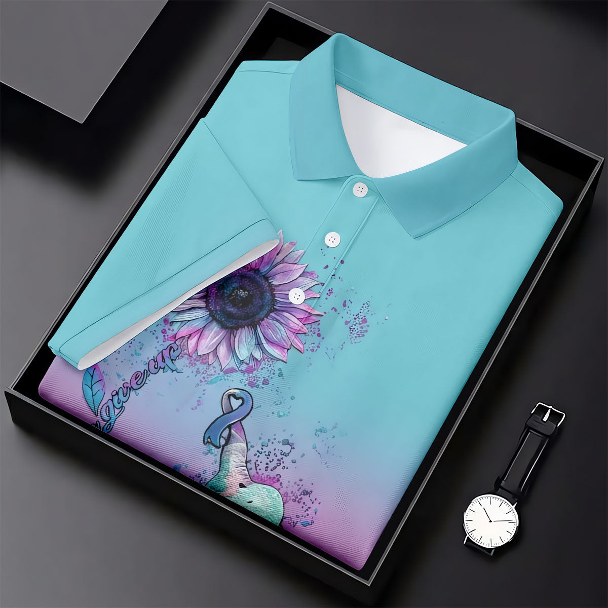 Never Give Up Elephant Sunflower Suicide Prevention Golf Shirts For Women, Ladies Golf Top