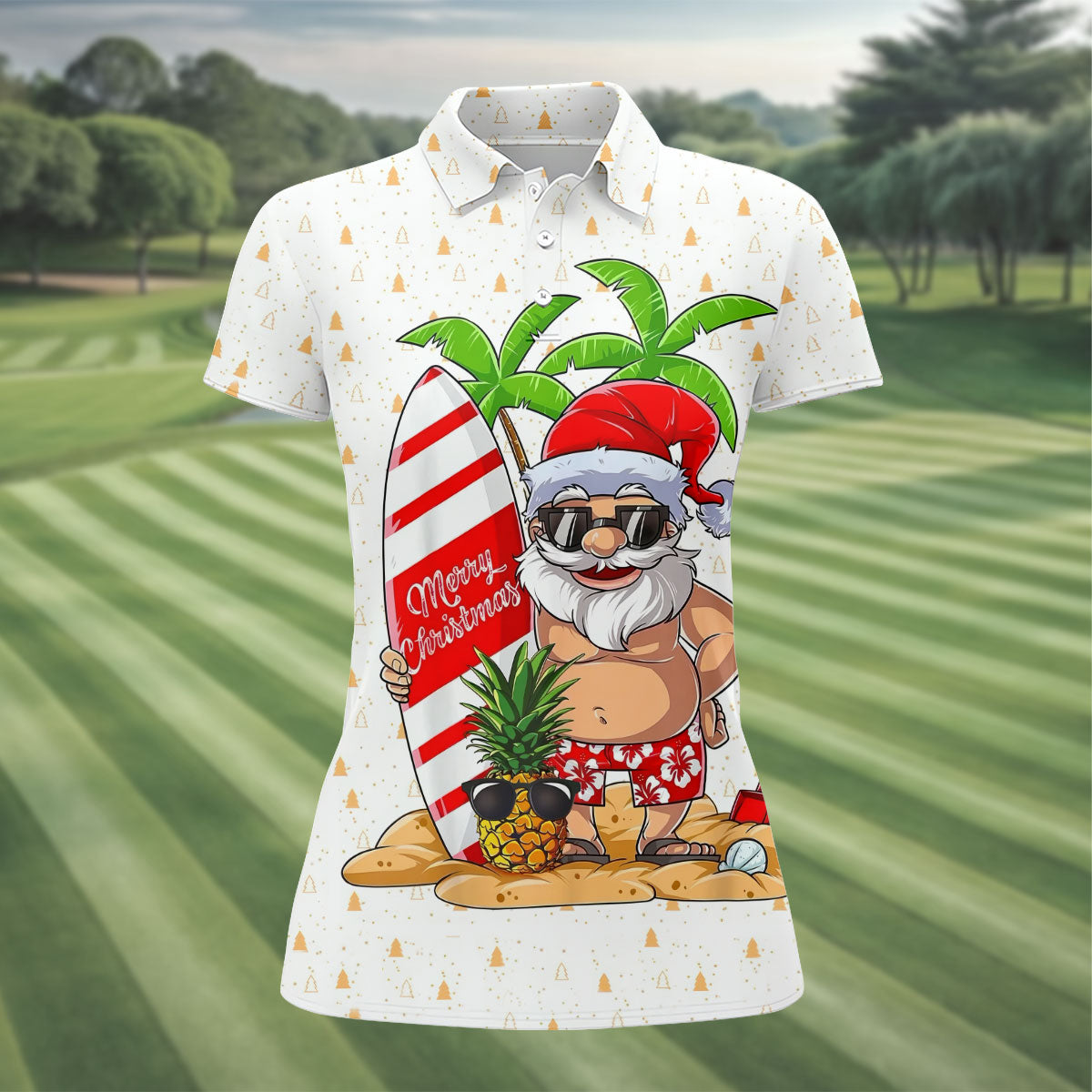 Women's Vacation Mode Santa Golf Shirt, Christmas Golf Shirt, Women’s Golf Apparel