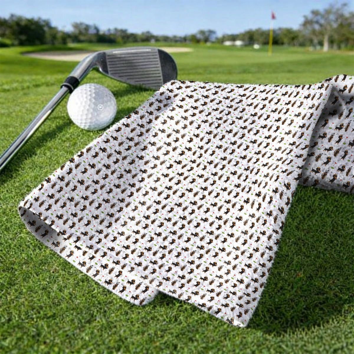 Dachshund Golf Towels, Funny Wiener Dog Pattern Golf Towel, Doxie Lover Golf Gift