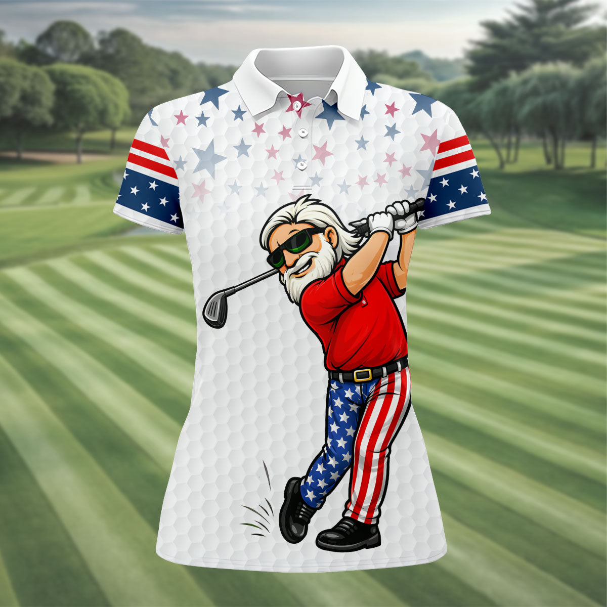Swing Swear Look For Ball Repeat 250 Years Patriotic 4th Of July Funny Golf Shirt For Women
