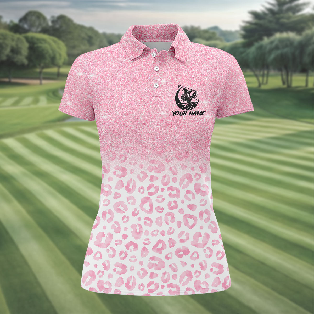 Custom Name In October We Wear Pink Halloween Golf Shirt, Women's Golf Polo, Ladies Golf Top