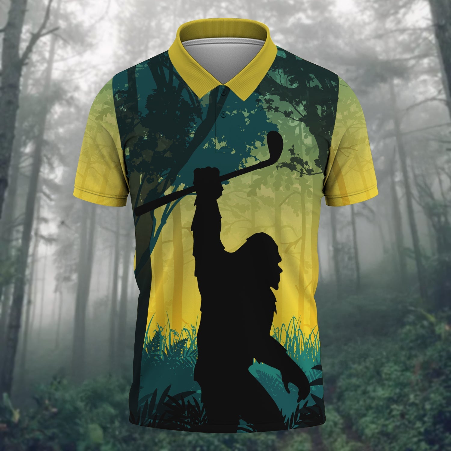 Bigfoot Men's Golf Polo Shirt, Golfing Apparel, Mens Golf Gift, Funny Golf Shirt