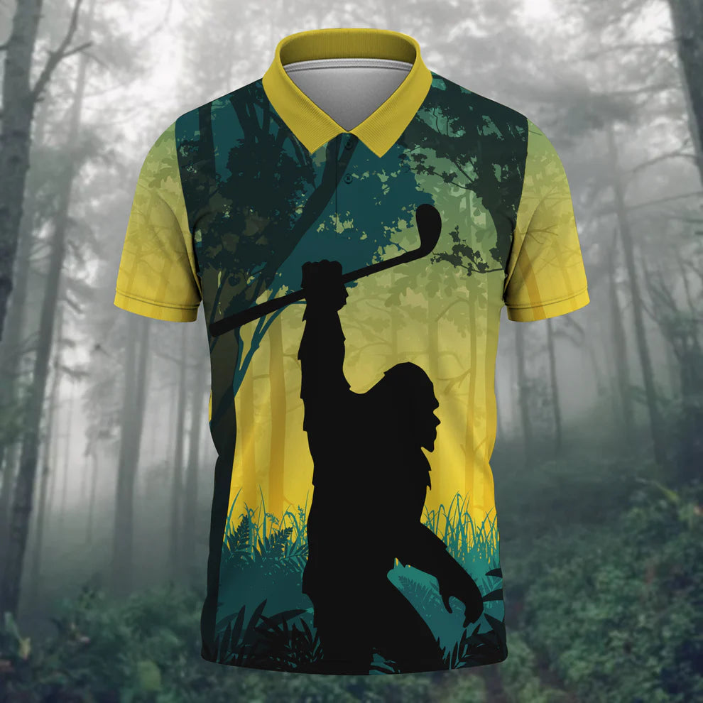 Not All Who Wander Are Lost Bigfoot Golf Polo - Funny Sasquatch Men's Golf Shirt, Looking For Golf Balls Apparel
