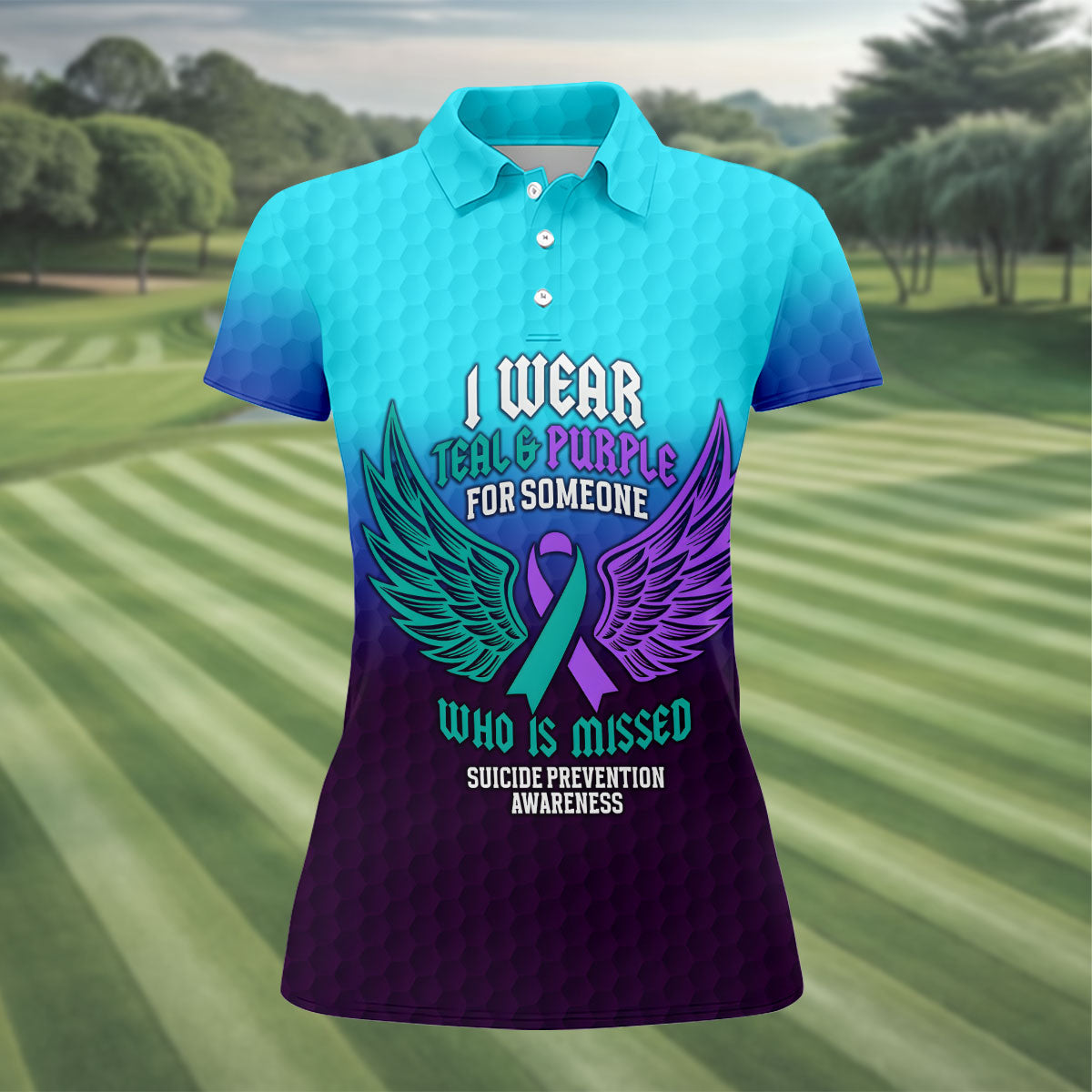 I Wear Teal And Purple Suicide Prevention Awareness Women’s Golf Polo, Golf Shirts