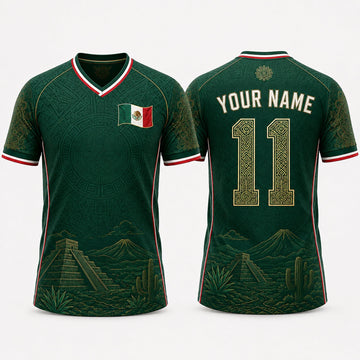 Mexican Landscape Fooball Shirt, V-Neck For Men Football Lover, Mexico Team Football Gifts