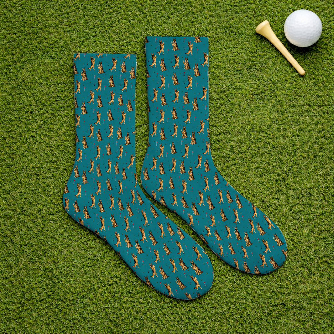 Funny German Shepherd Golf Socks, Dog Lover Pattern Golf Sock, Golf Gift For Golfer