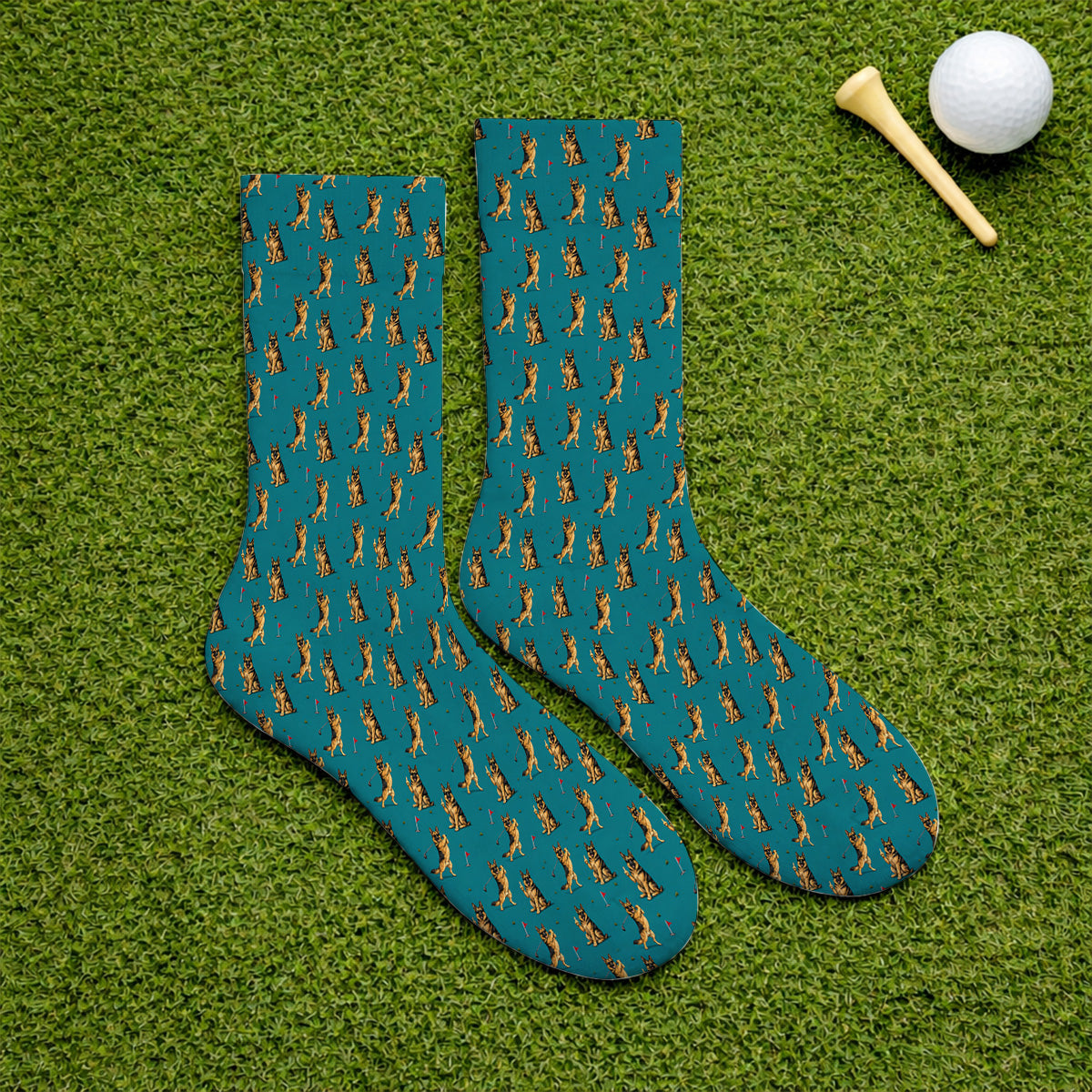 Funny German Shepherd Golf Socks, Dog Lover Pattern Golf Sock, Golf Gift For Golfer