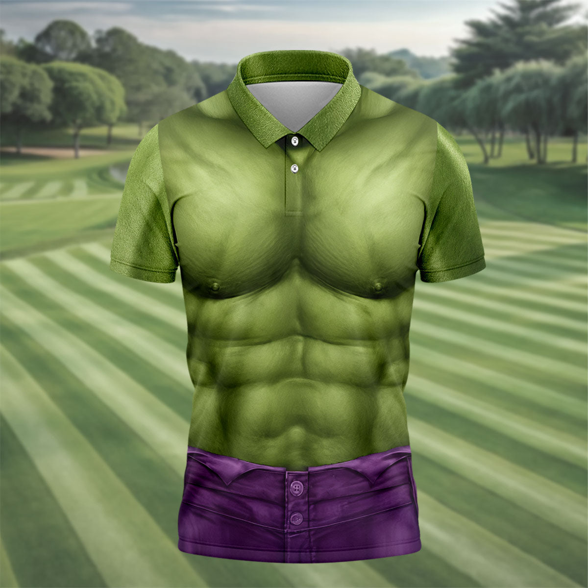 Halloween Green Muscle Illusion Golf Shirt, Men's Golf Shirt, Hawaiian Golf Shirt