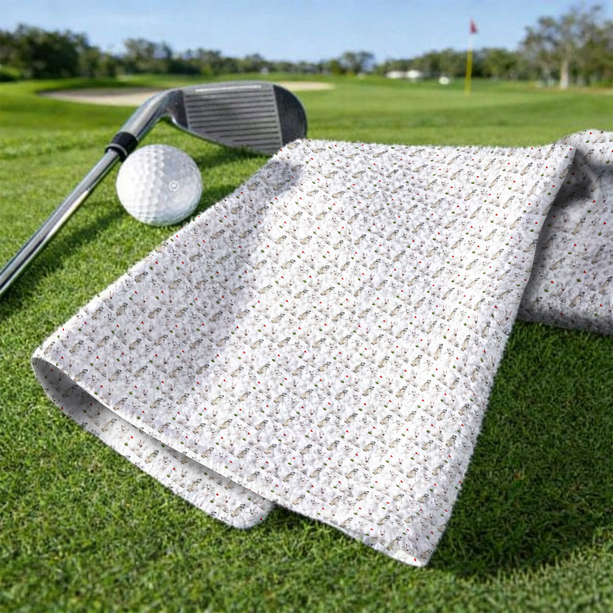 Bull Terrier Golf Towels, Bull Terrier Pattern Golf Towel, Funny Dog Dad Gift