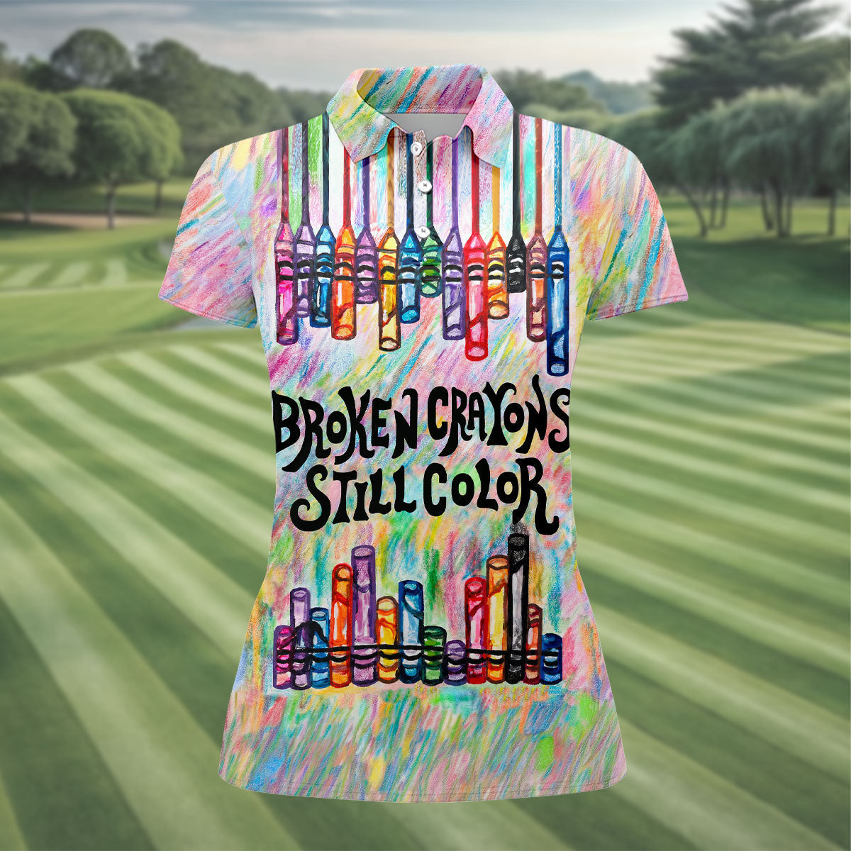 Broken Crayons Still Color Suicide Awareness Golf Polo Shirt, Women's Golf Polo