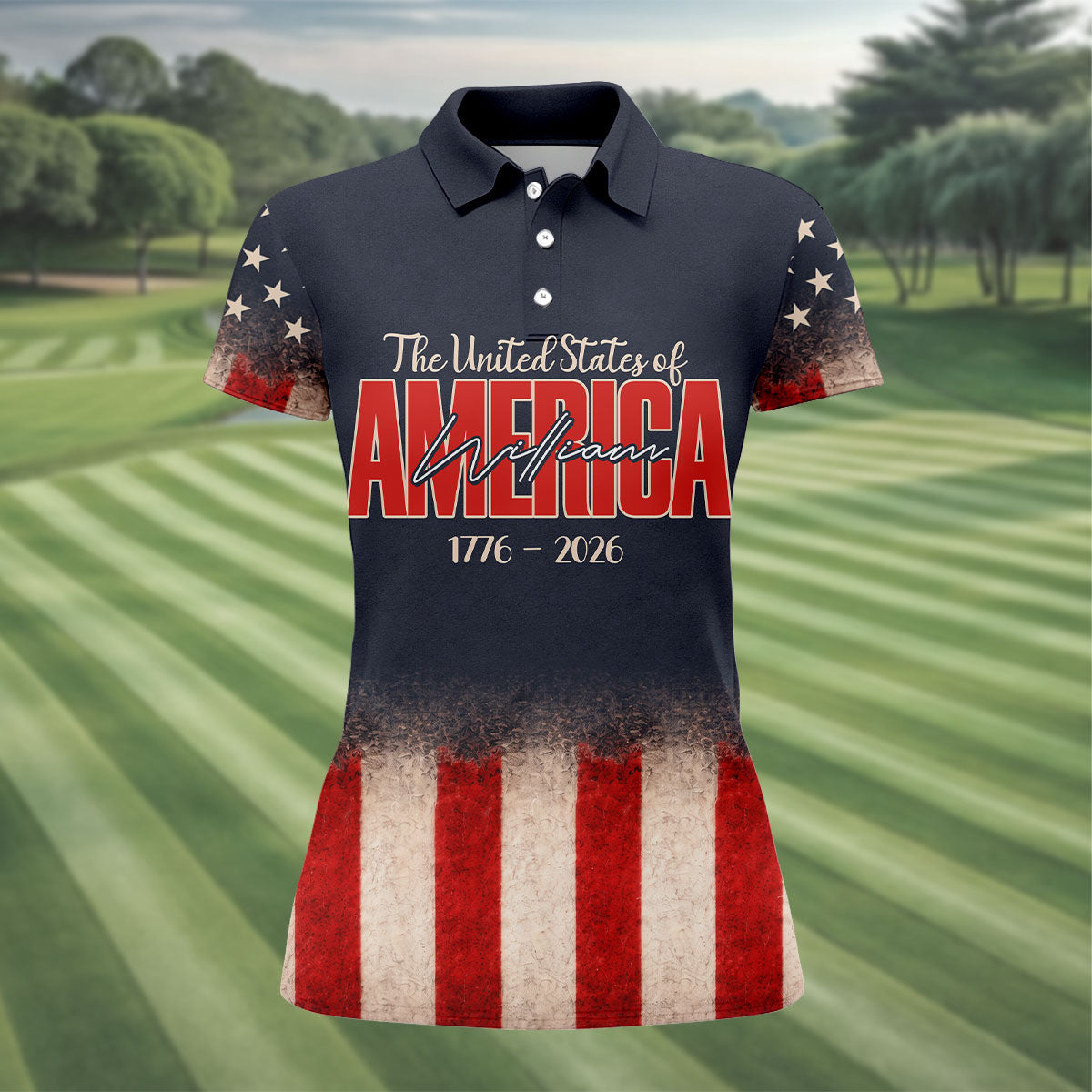 God Bless America Faith Cross Bald Eagle Patriotic Golf Shirt, 250 Years Golf Shirt For Women