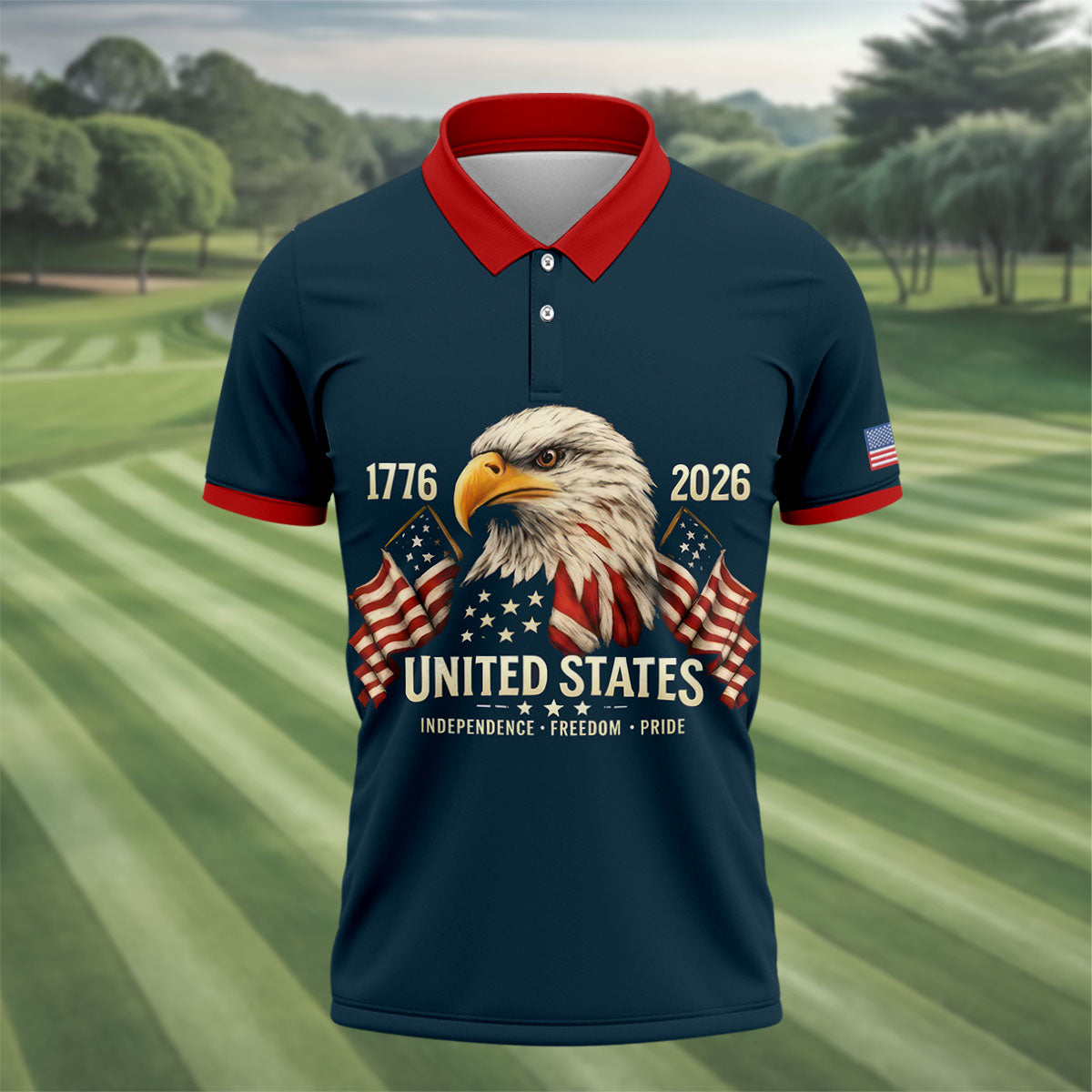 America 250 Men's USA 1776-2026 4th Of July Golf Shirt, Patriotic Golf Shirt, Golf Shirts For Men