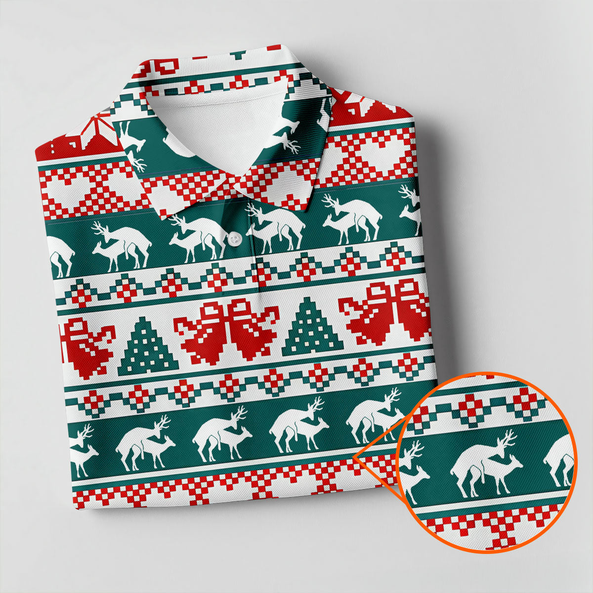 Christmas Reindeer Bells Snowflake Golf Polo Shirt, Mens Golf Shirts, Polo Shirts For Men