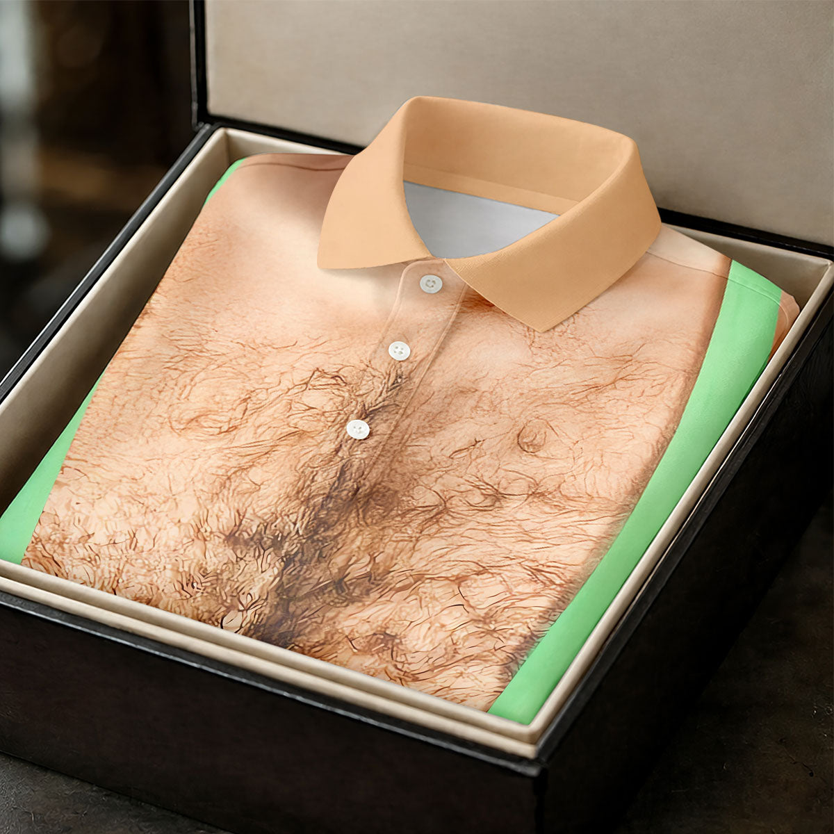 Funny Hairy Chest Illusion Golf Polo Shirt, Women's Golf Tops, Printed Golf Shirt