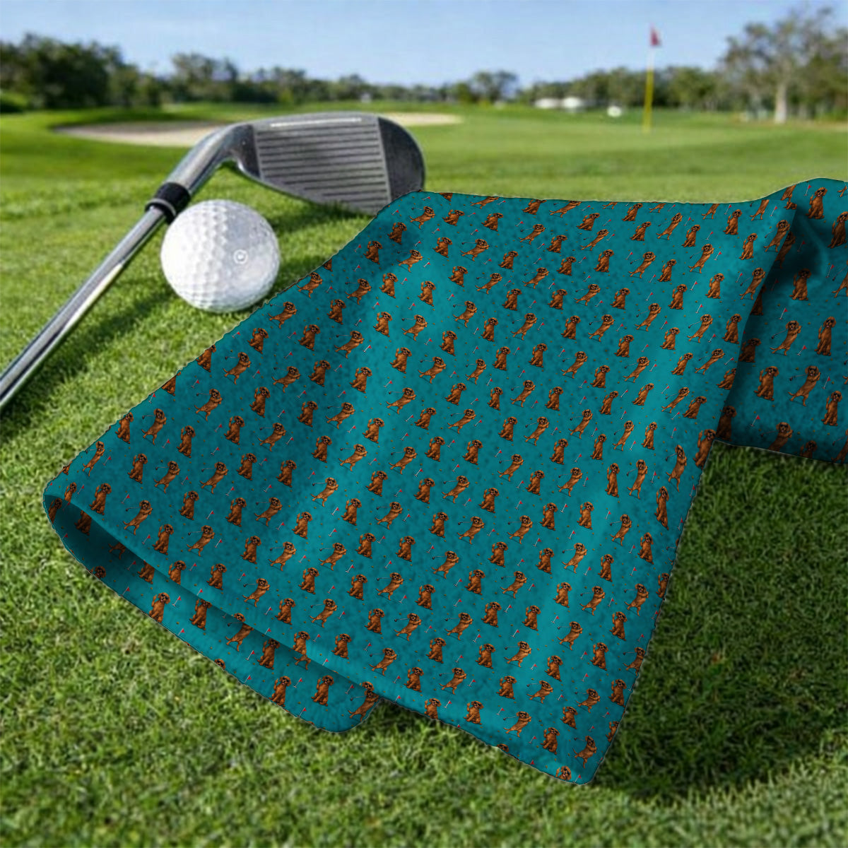 Wiener Dog Golf Pattern Towels, Dachshund Lover Golf Towel, Unique Golf Gift For Golfer