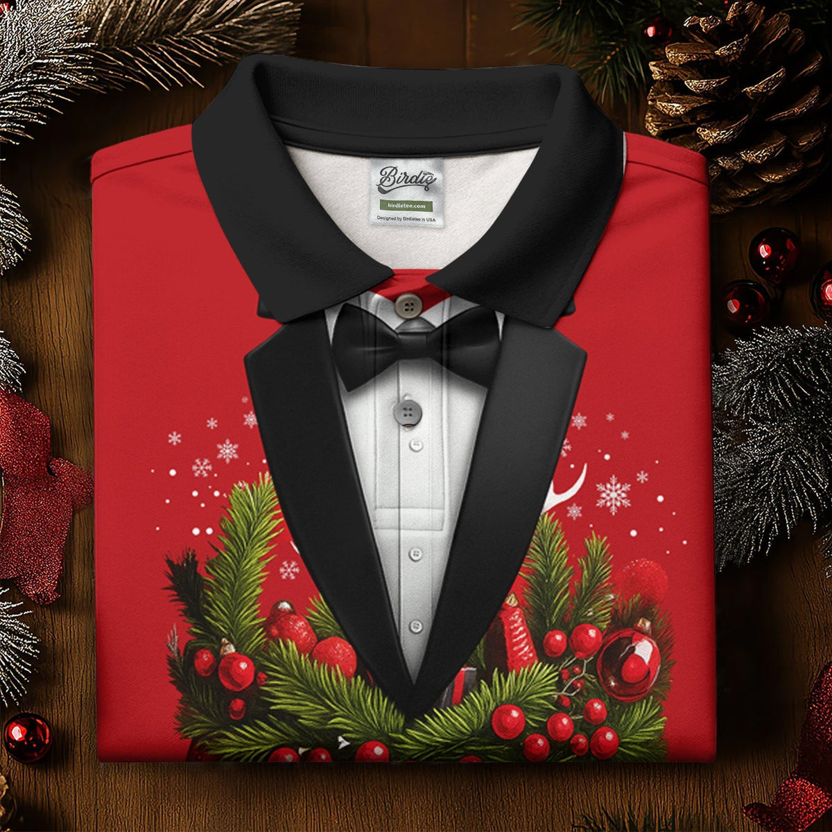 Christmas Mistletoe Vintage Prints Men's Golf Polo Shirts, Christmas Golf Shirt, Golf Gift For Men