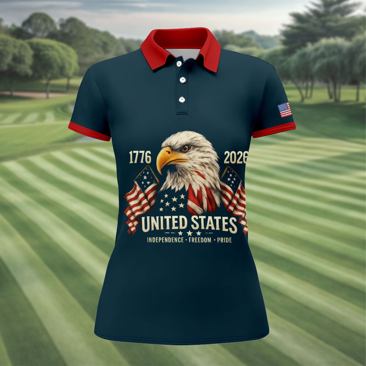 America Flag 250th 1776-2026 4th Of July Golf Shirt, Patriotic Golf Shirt, Golf Shirts For Women