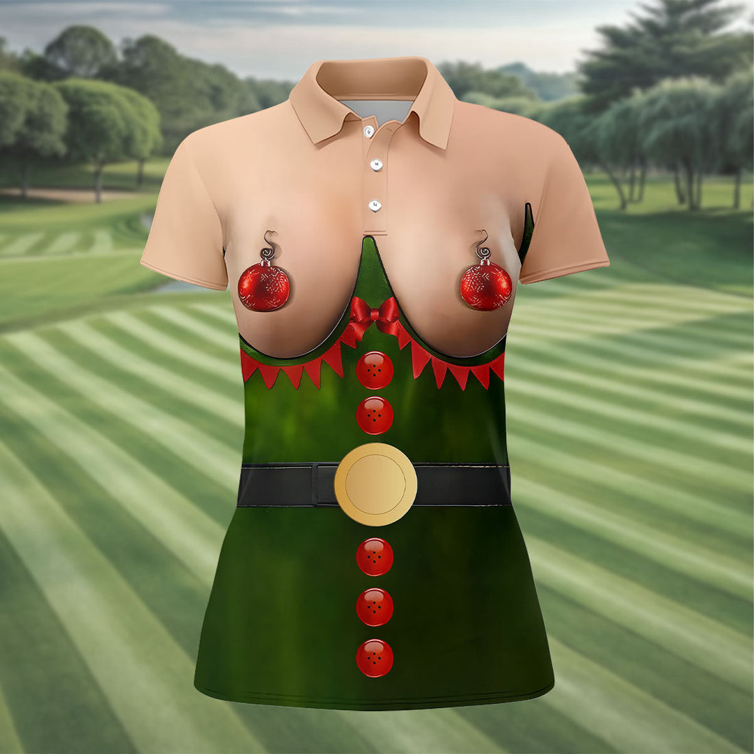 Funny Elf Costume Ornament Christmas Golf Shirt, Christmas Shirts For Women, Christmas Golf Shirt