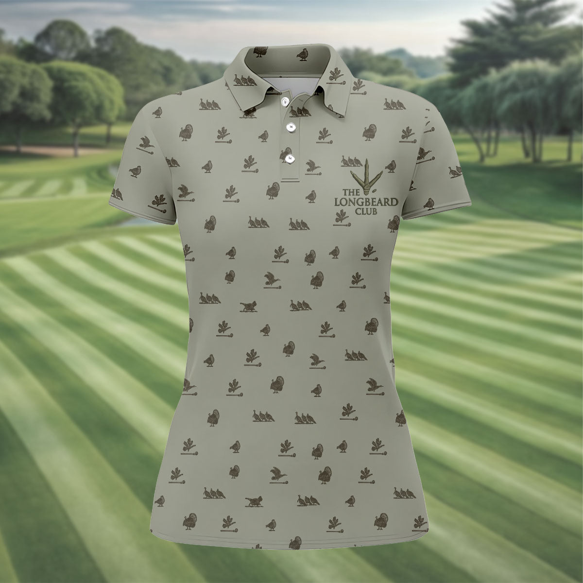 The Longbeard Club Turkey Hunting Fun Women's Golf Shirts, Ladies Golf Tops