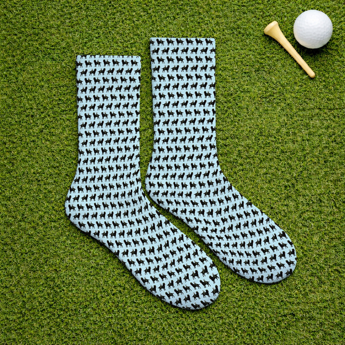 Black Lab Pattern Golf Socks, Crazy Labrador Golf Sock, Golf Gift For Golfer