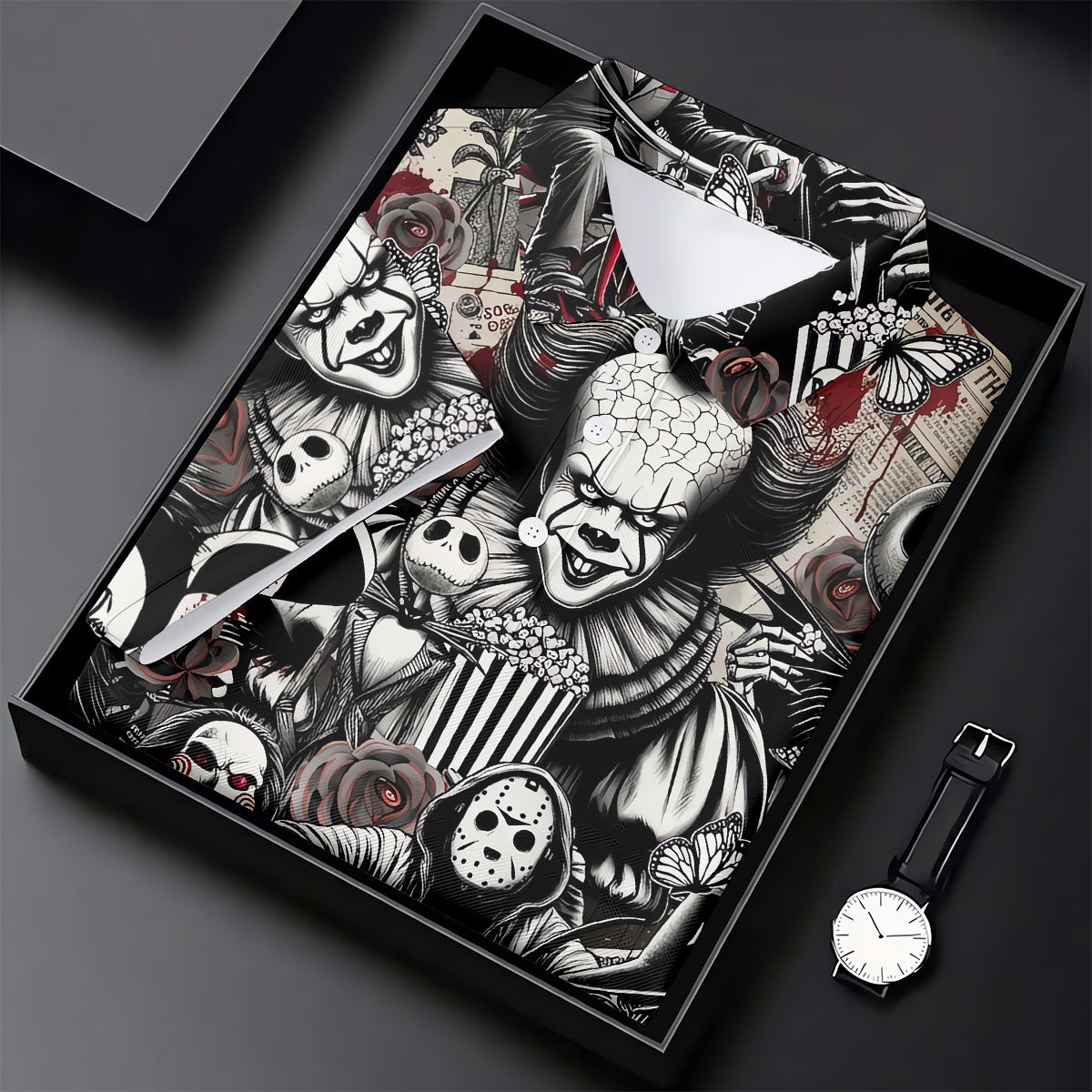 Horror Character Movie Collage Golf Polo Shirt, Women's Golf Polo, Hawaiian Golf Shirt