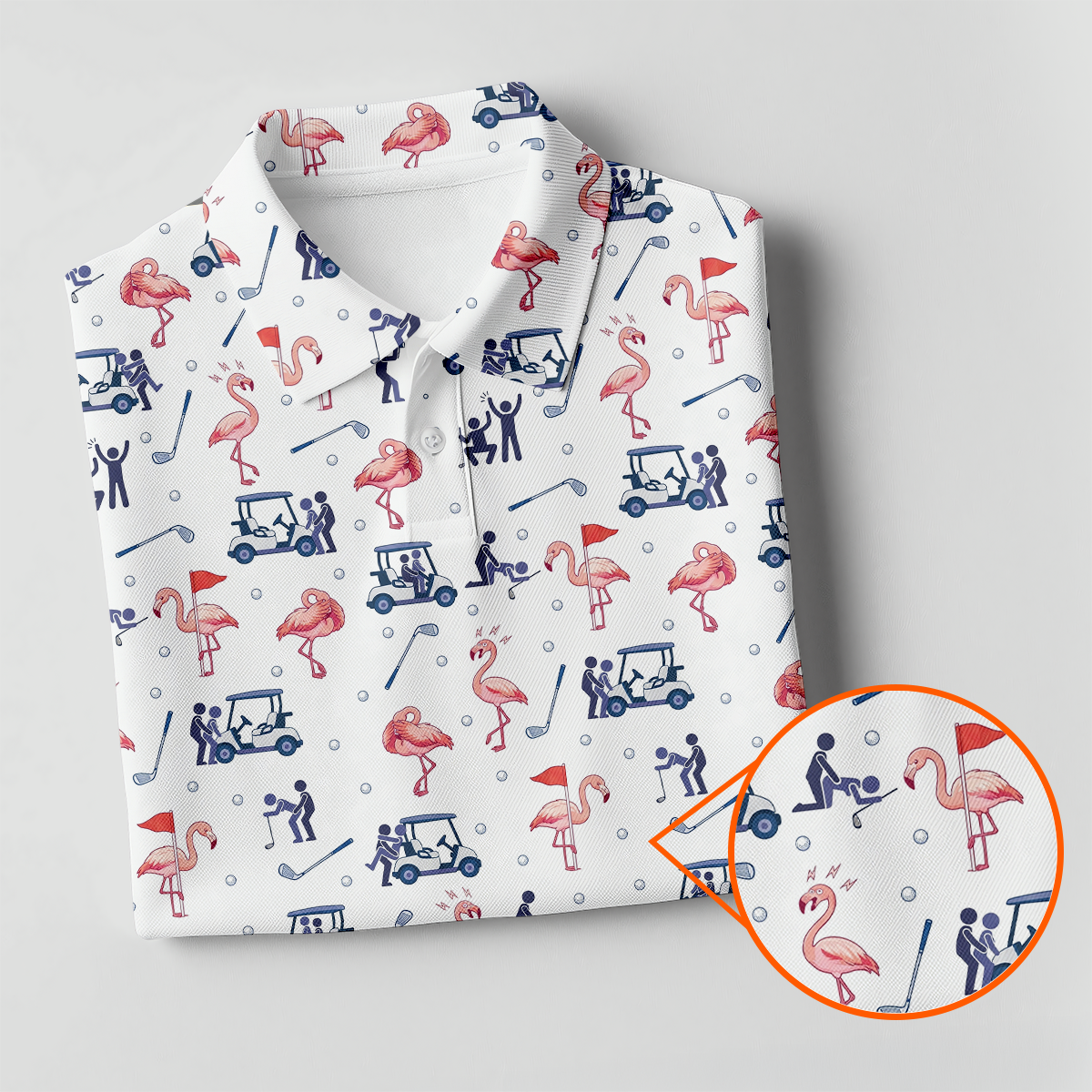 Flamingo Funny Golf Pattern Polo Shirt, Men's Golf Shirt, Golf Apparel For Men