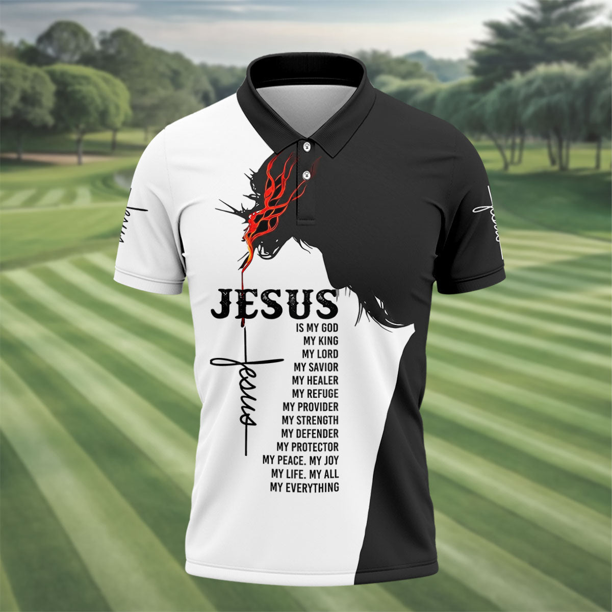Funny Jesus Is My Everything Horse Polo Shirt, Mens Golf Polo, Printed Golf Shirts