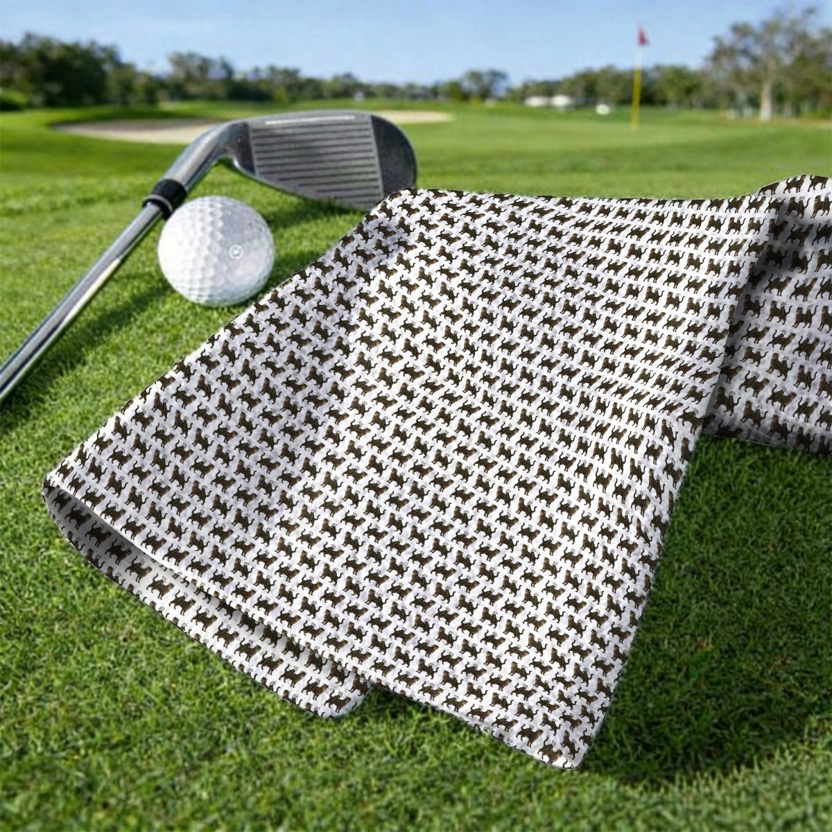Brown Tabby Cat Golf Towel, Funny Cat Pattern Towels, Cat Lover Golf Gift For Golfer