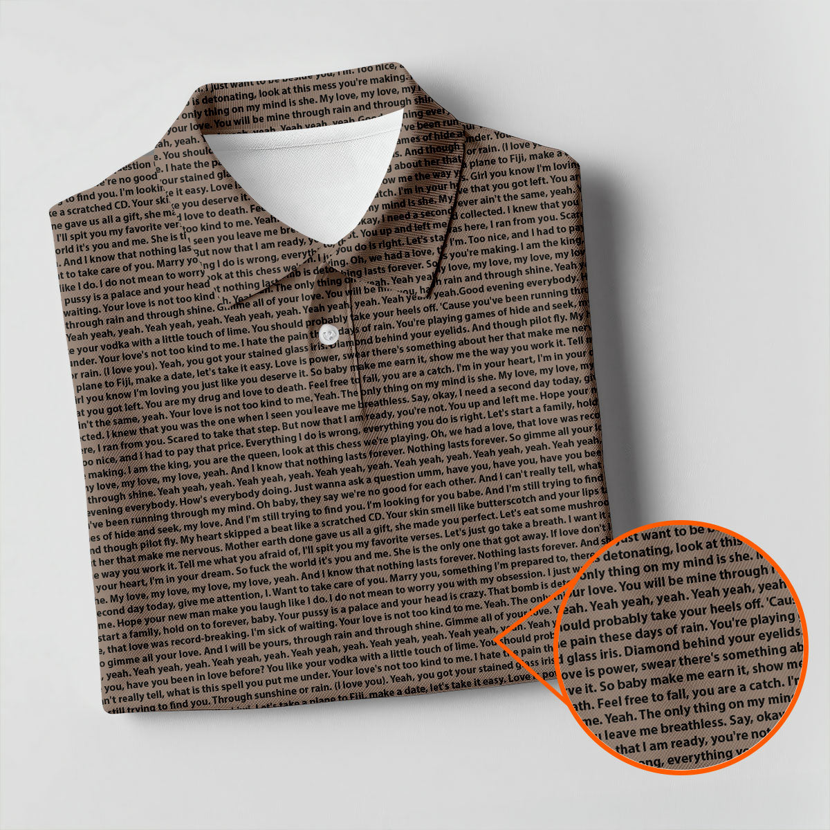 Cream Text Pattern Golf Polo Shirt, Golf Shirts For Men, Printed Golf Shirts