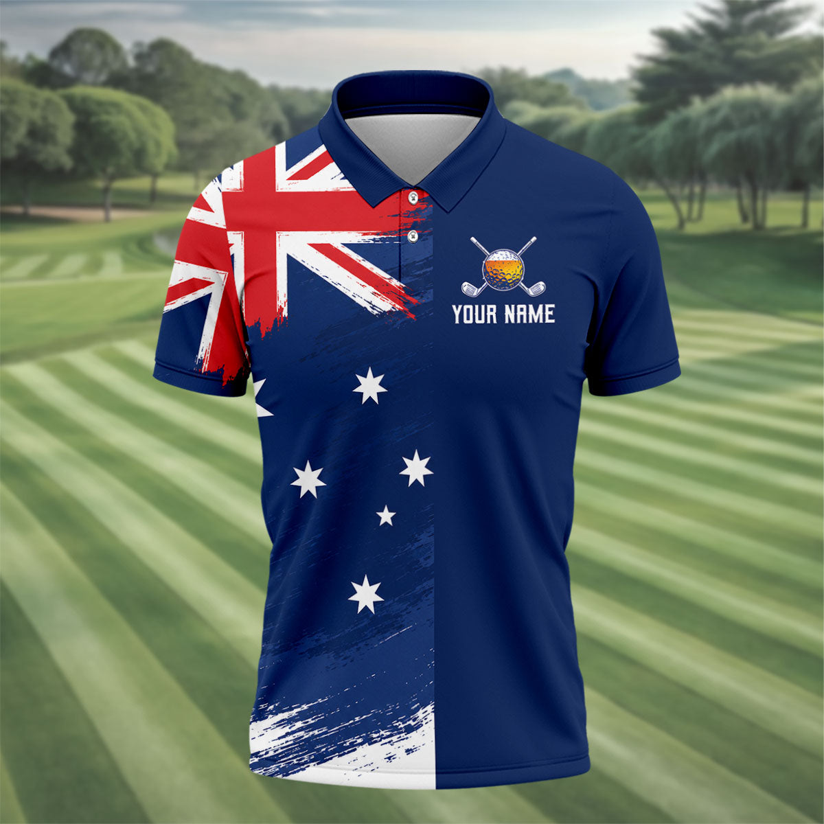 My Drinking Team Has A Golfing Problem Australia Flag Print Men's Golf Top, Golf Shirts For Men