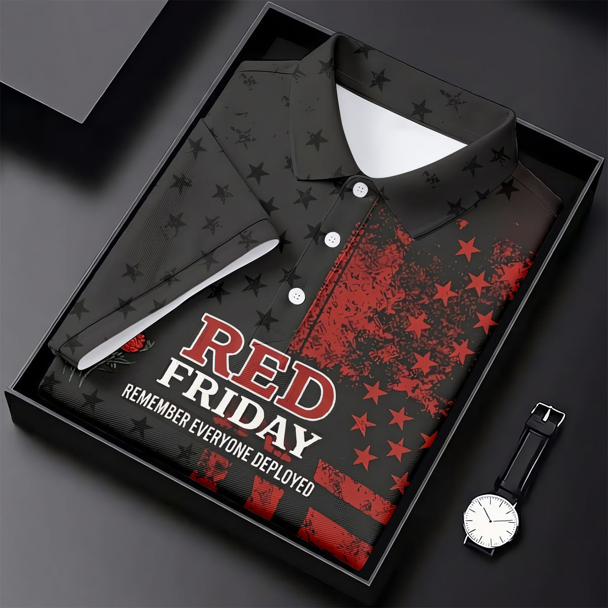 Red Friday American Flag Poppy Golf Polo Shirt, Ladies Golf Shirt, Golf Tops For Women