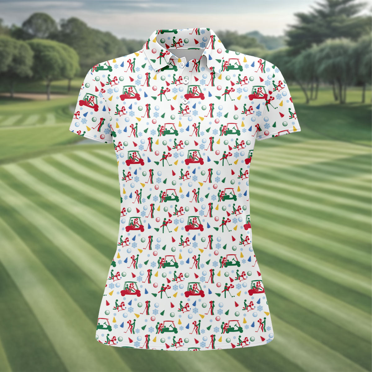 Funny Cheeky Golf Cart Christmas Golf Shirt, Women’s Golf Polo, Women’s Golf Apparel