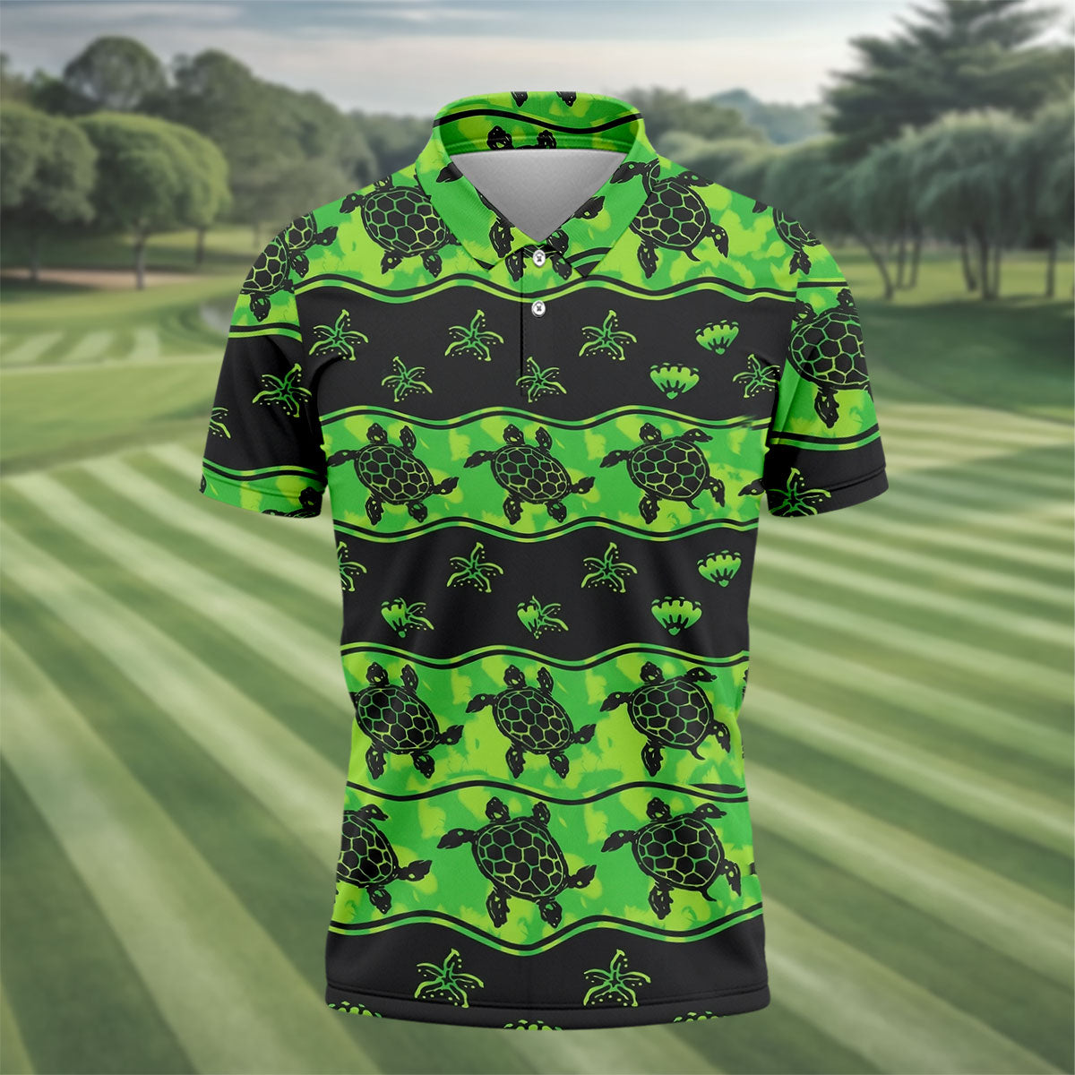 Sea Turtles Sea Creatures Pattern Hawaiian Golf Shirt, Polo Shirts For Men, Golfing Apparel