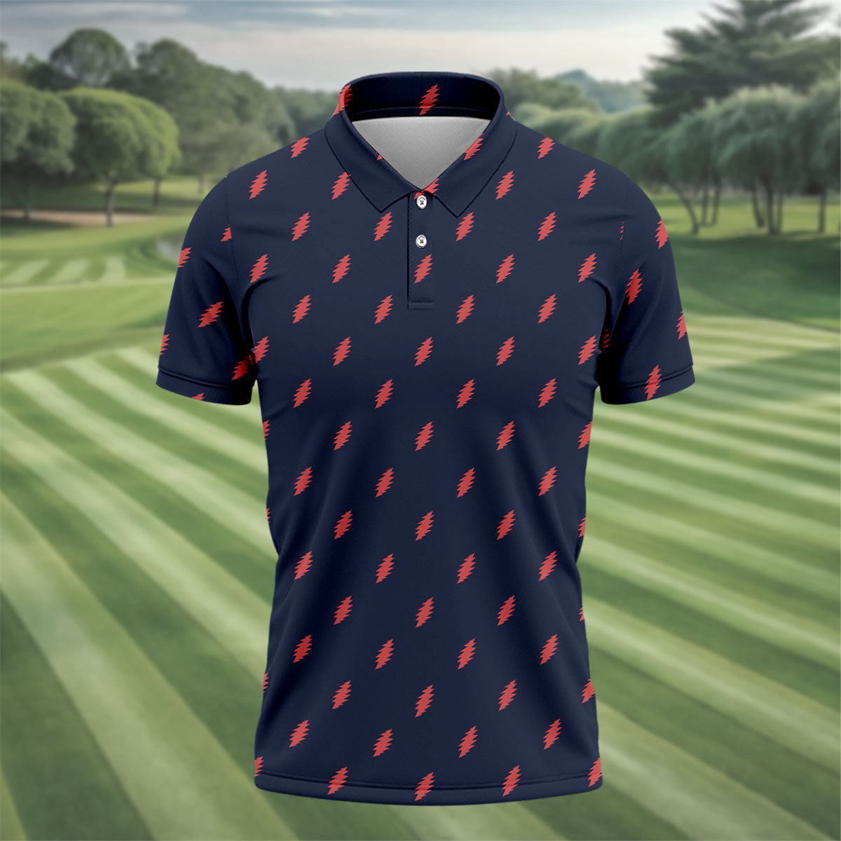 Lightning Strike Polo Shirt for Men, 250 Years USA Patriotic Golf Shirt, 4th Of July Golf Shirt, Golf Shirts For Men