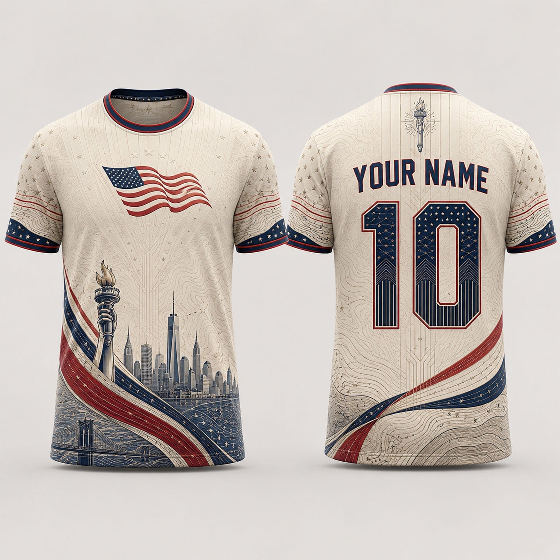 Red White Blue Fooball Shirt, V-Neck For Men Football Lover, American Soccer Fan Football Gifts