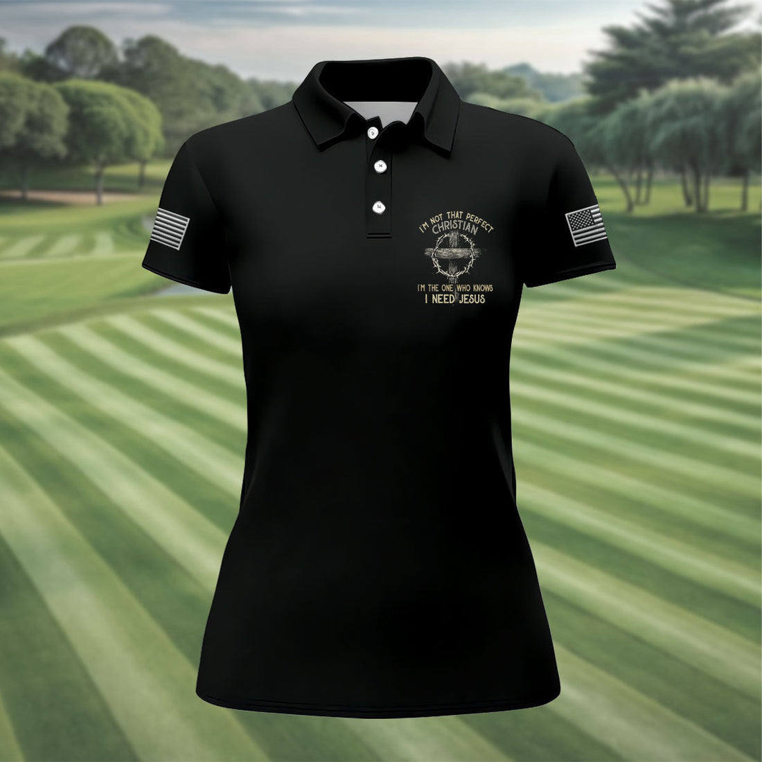 Funny Imperfect Christian Jesus Polo Shirt, Womens Golf Tops, Golf Shirts For Women