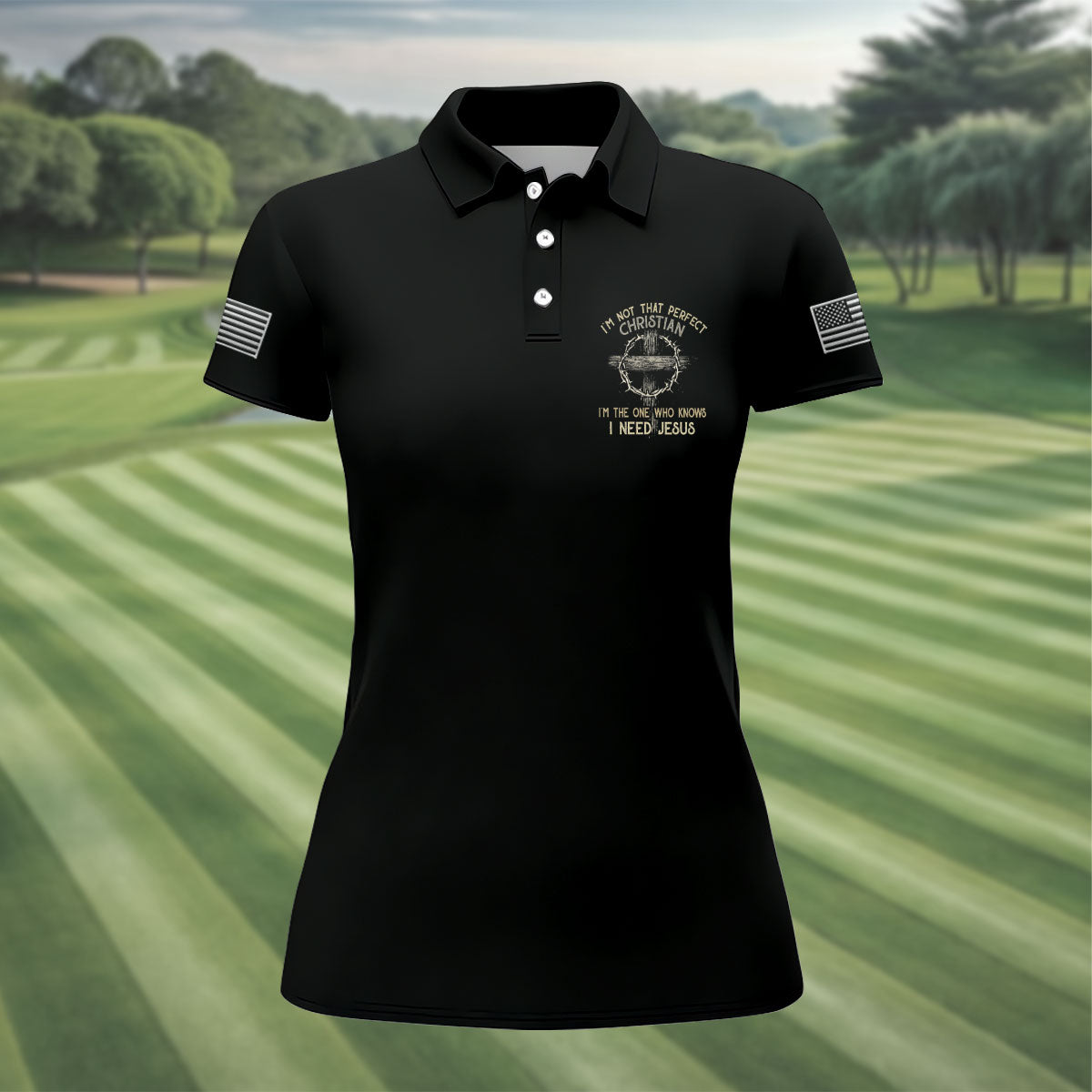 Funny Imperfect Christian Jesus Polo Shirt, Womens Golf Tops, Golf Shirts For Women