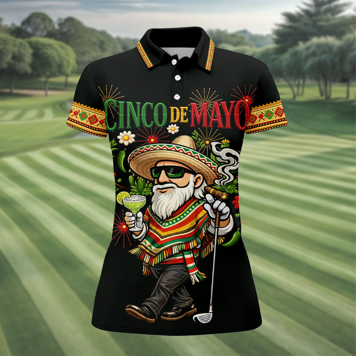 Margarita Man Cinco De Mayo Celebration Black Golf Shirt, Fiesta Theme Golf Shirt For Women