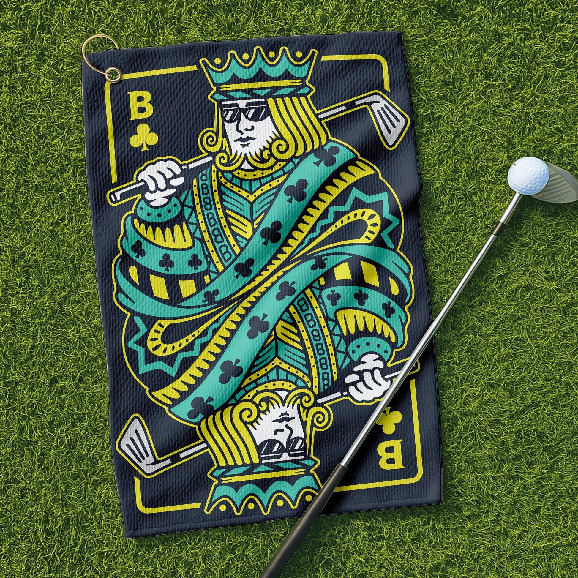 King Of Clubs Playing Card Golf Towel, Funny Golf Towel, Golf Accessories