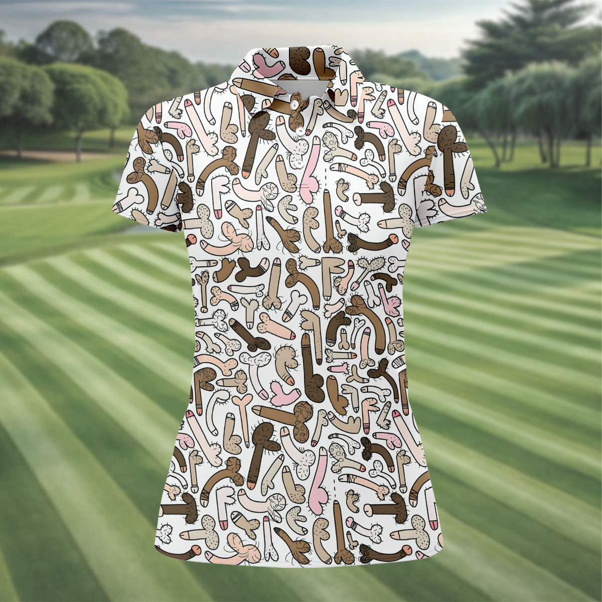 Funny Adult Doodle Novelty Pattern Polo Shirt, Womens Golf Polo, Golf Shirts For Women