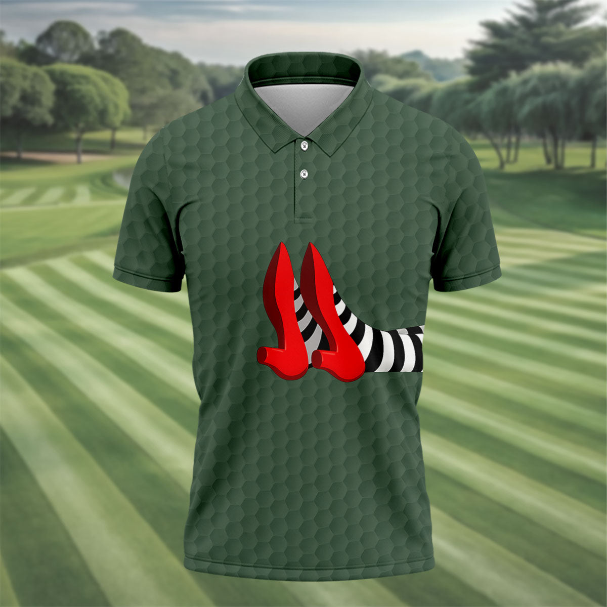 Halloween Witch Legs Golf Polo Shirt, Golf Polo Shirts For Men, Printed Golf Shirts