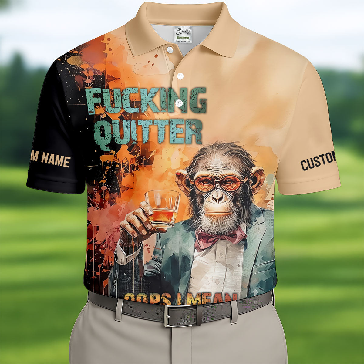 Funny Monkey Happy Retirement Golf Polo Shirt, Golf Polo Shirts For Men, Printed Golf Shirts