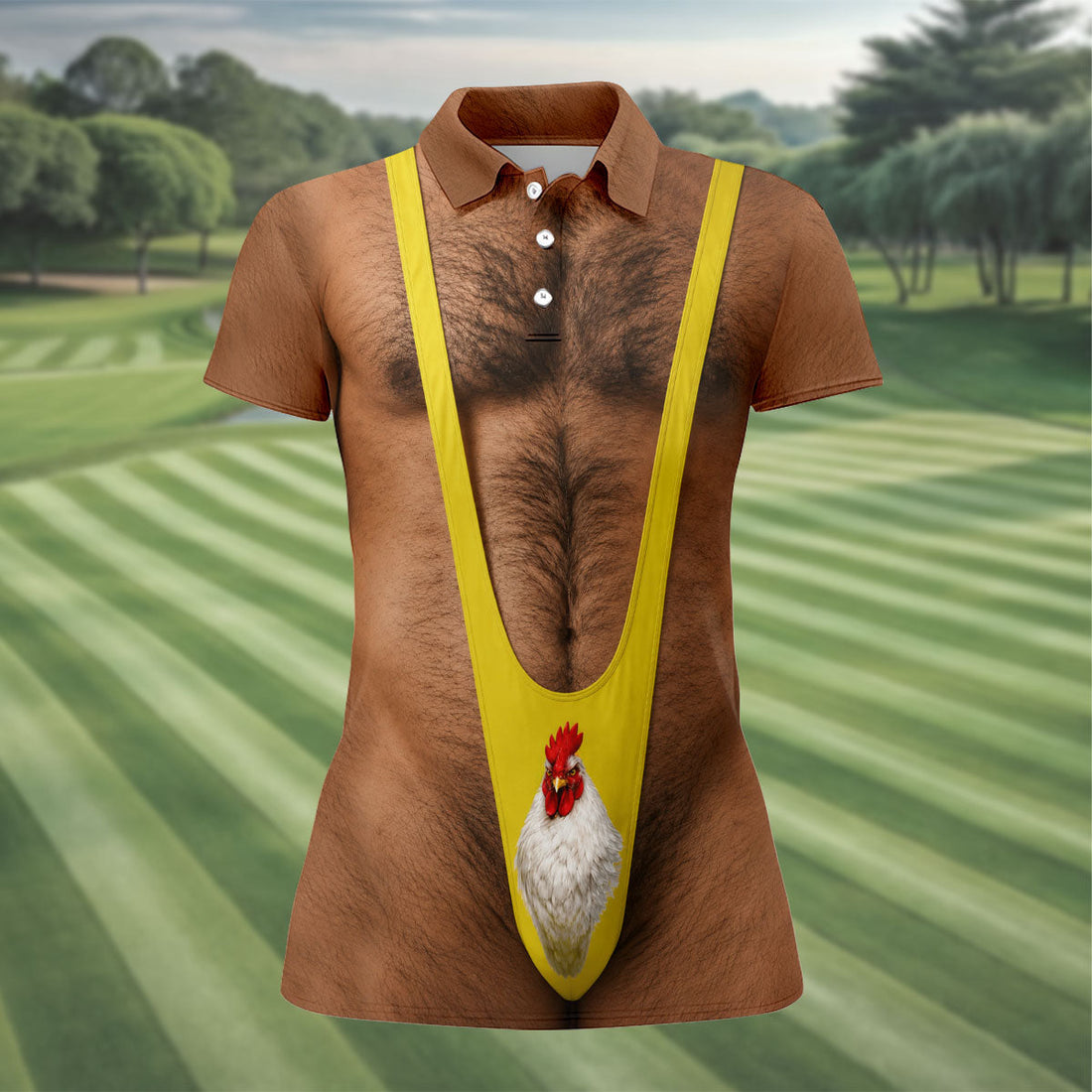 Funny Chicken Yellow Singlet Body Golf Shirt, Women’s Golf Polo, Printed Golf Shirt