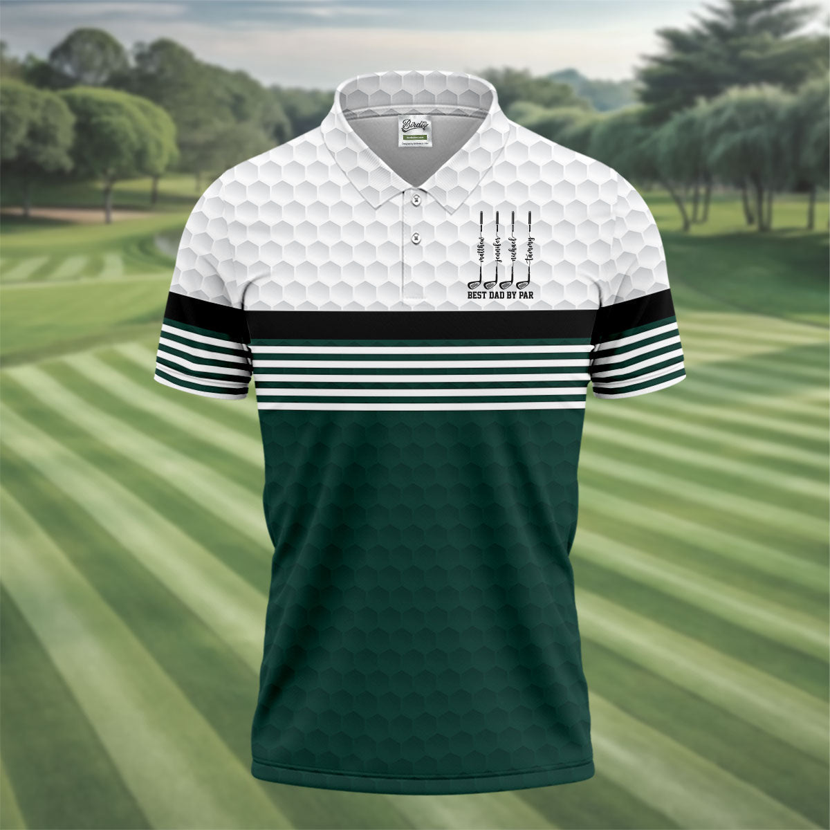 Best Dad By Par Golf Ball Pattern Father's Day Golf Shirt, Golf Gift For Dad, Polo Shirts For Men