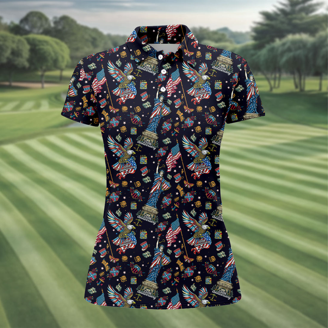 American History Culture Patriotic 4th Of July Golf Shirt, 250th Anniversary Golf Shirt For Women