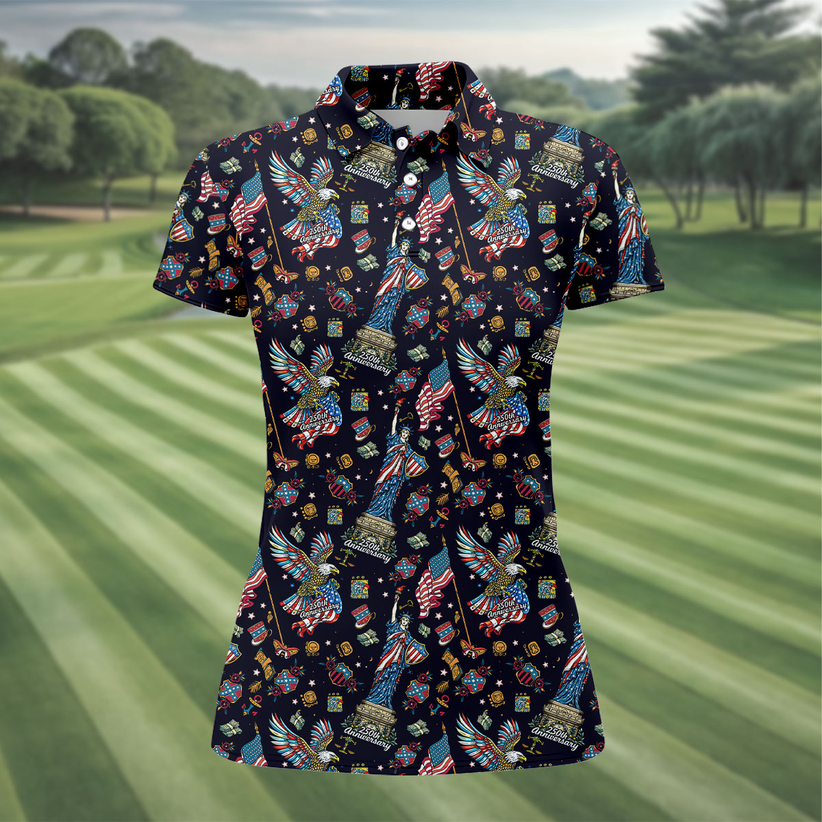 American History Culture Patriotic 4th Of July Golf Shirt, 250th Anniversary Golf Shirt For Women