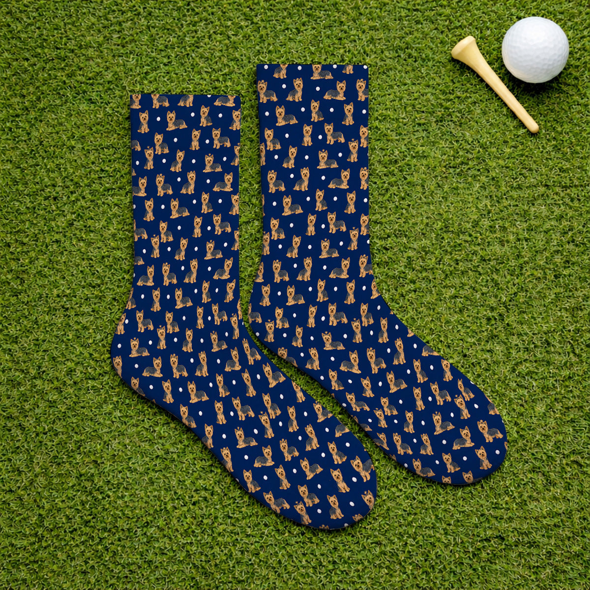 Yorkshire Terrier Golf Socks, Cute Yorkie Pattern Golf Sock, Dog Lover Golf Gift