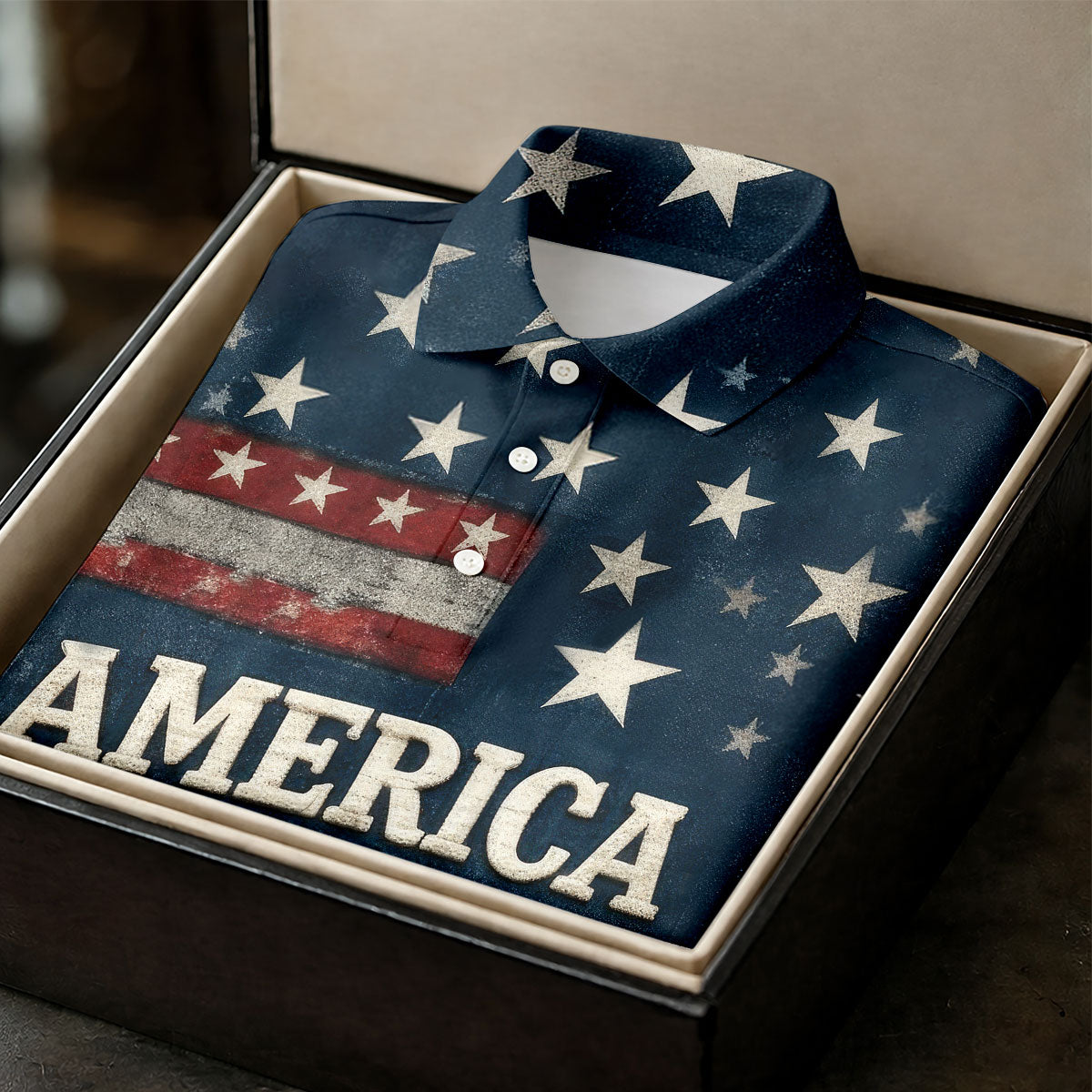 America 250 Distressed Flag 4th Of July Golf Shirt, Stars And Stripes Vintage Patriot Golf Shirt For Women