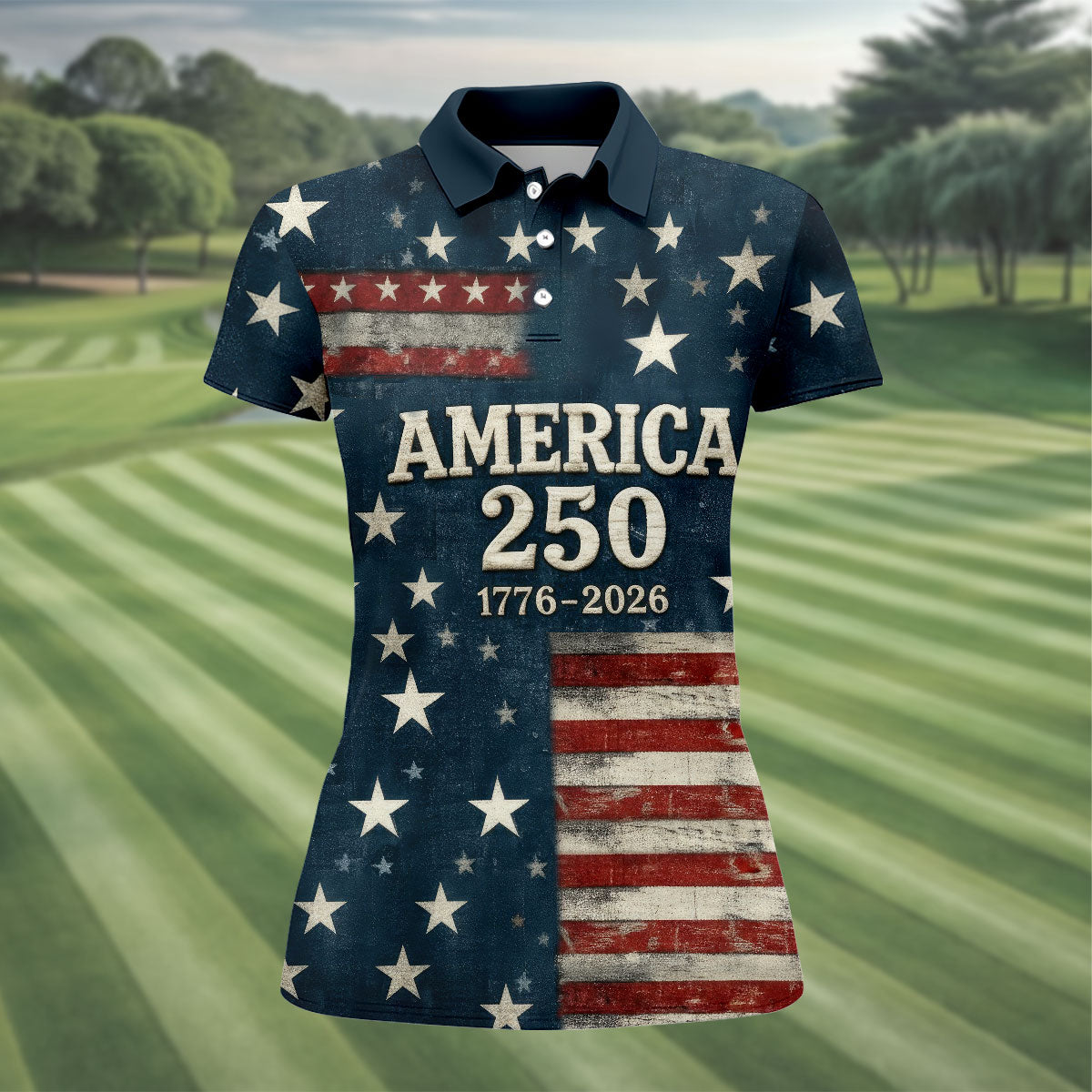 US America 250 Year Anniversary Veterans Day Golf Shirt, Patriotic 4th Of July Golf Shirt For Women